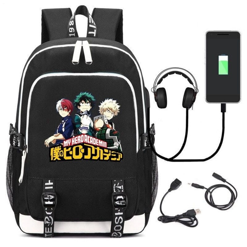 Anime School Backpack My Hero Academia + Podłączenie USB i AUX