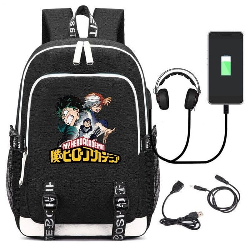 Anime School Backpack My Hero Academia + Podłączenie USB i AUX