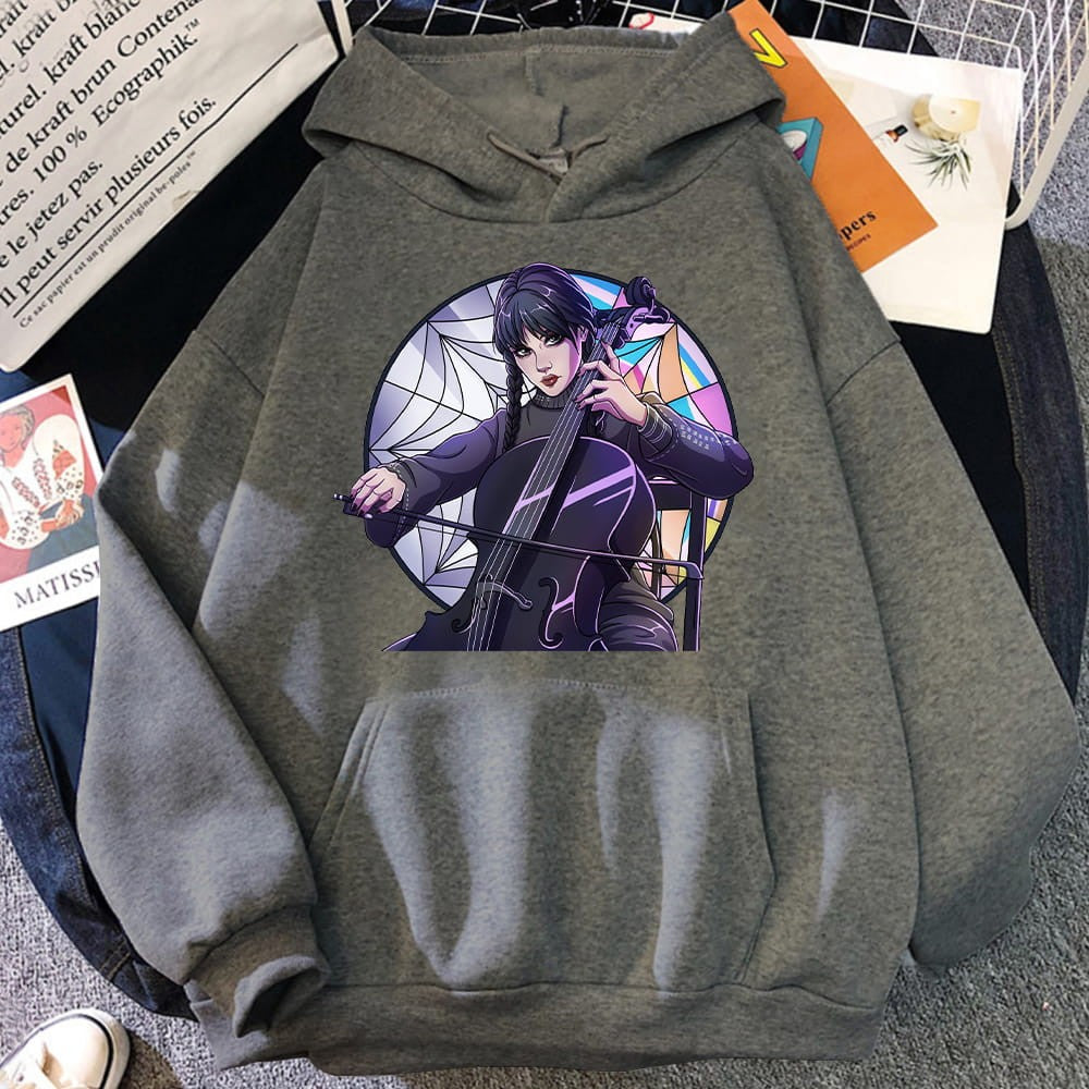 Netflix Cotton Hoodie Wednesday Addams Violin Colors