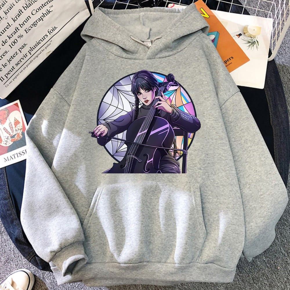 Netflix Cotton Hoodie Wednesday Addams Violin Colors