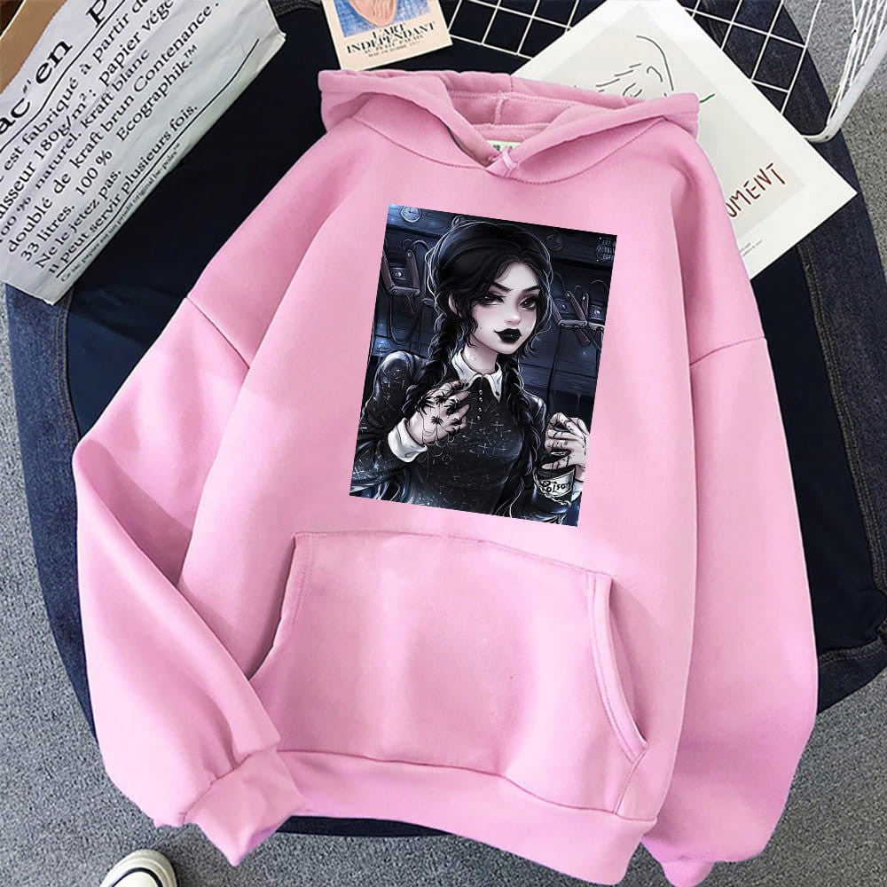 Netflix Cotton Hoodie Wednesday Addams Spiders Colors