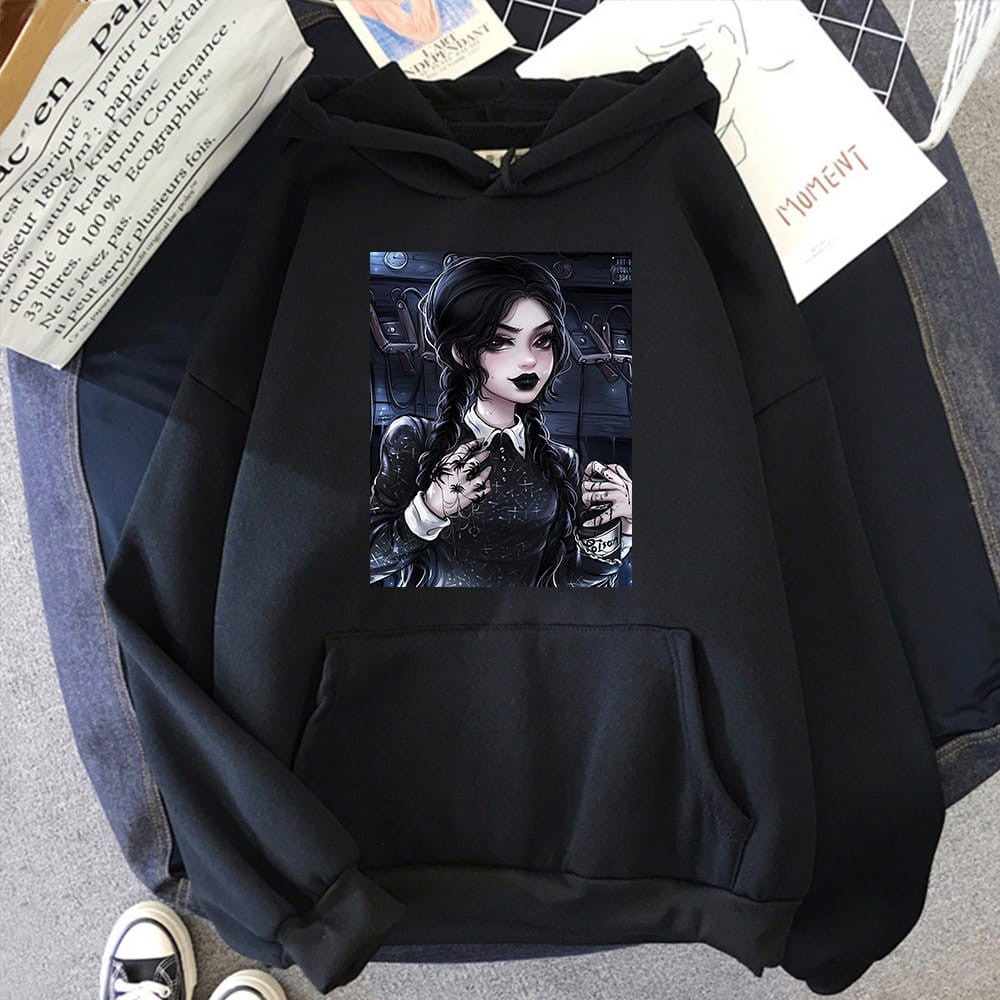 Netflix Cotton Hoodie Wednesday Addams Spiders Colors
