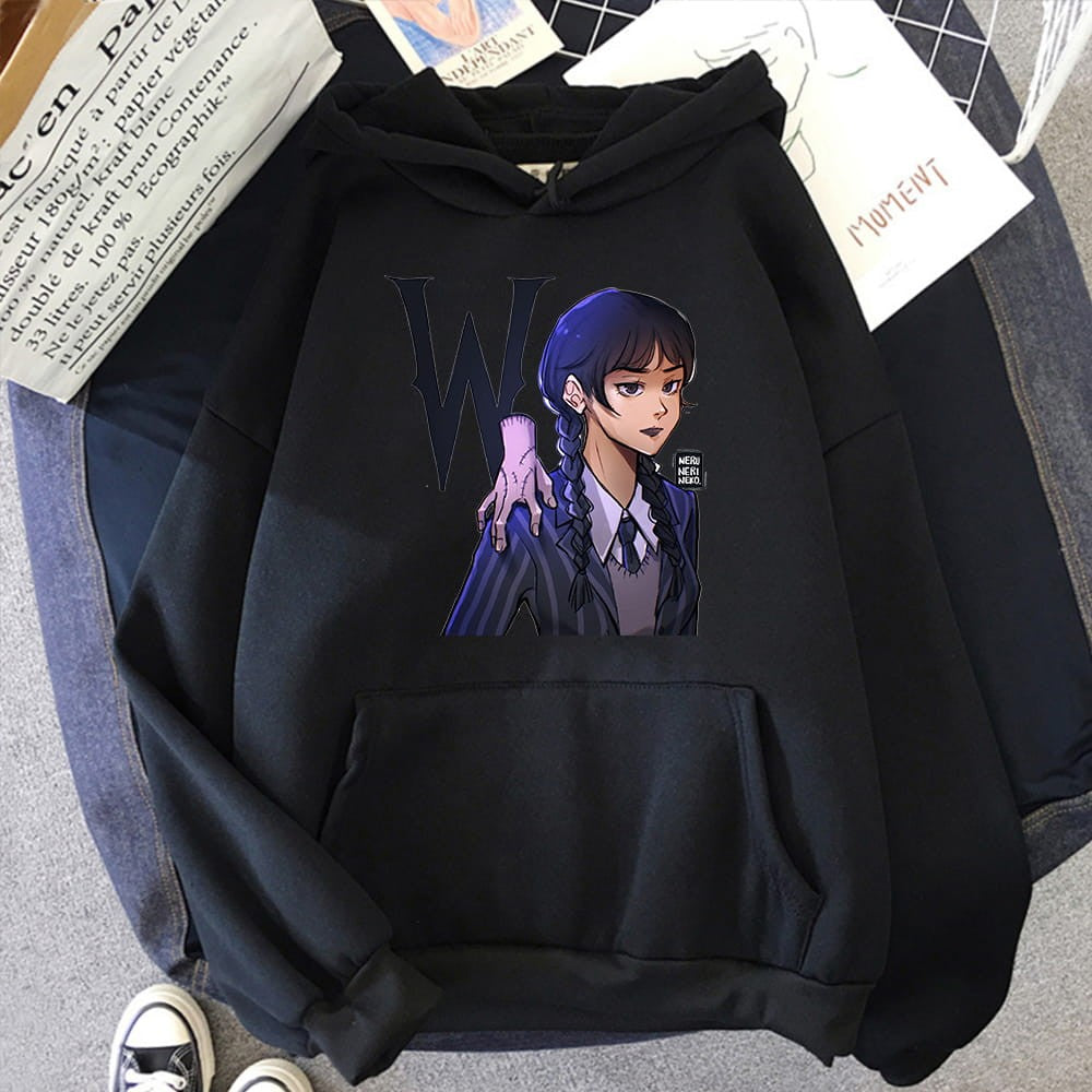 Netflix Cotton Hoodie Wednesday Addams Hand Thing Colors
