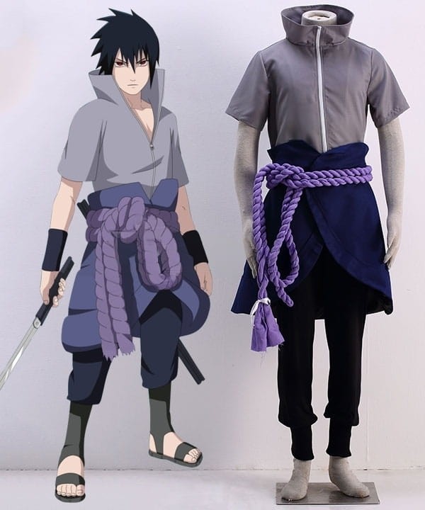 Anime Cosplay Costume & Wig Set Naruto - Sasuke Uchiha Halloween