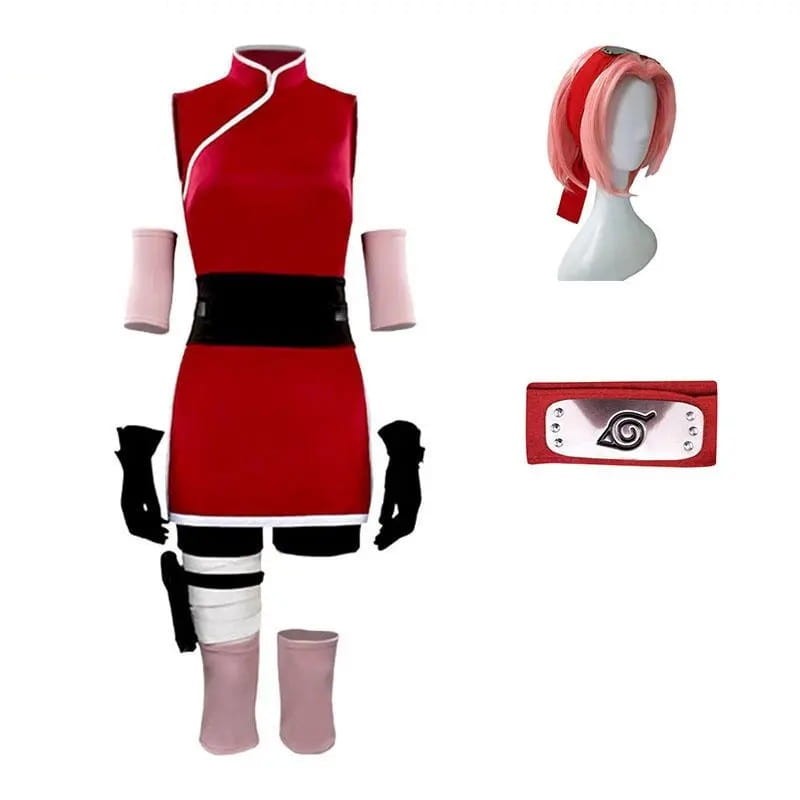 Anime Cosplay Costume & Wig Set Naruto - Sakura Haruno Halloween