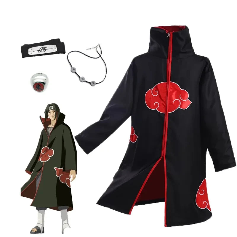 Anime Cosplay Costume & Wig Set Naruto - Itachi Uchiha Akatsuki Halloween