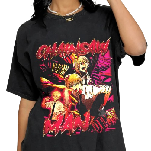 Koszulka T-shirt Anime 100% Bawełna Chainsaw Man