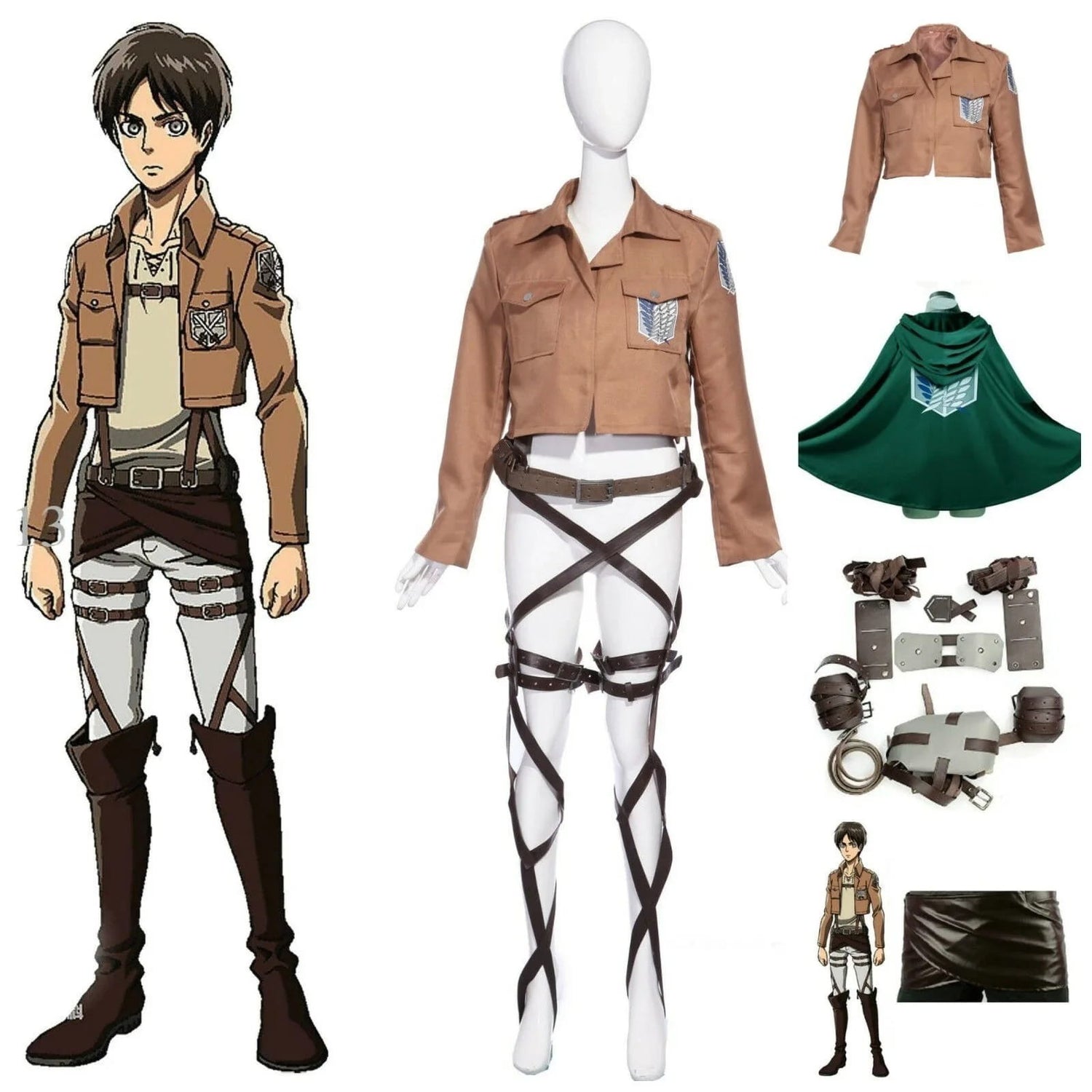 Anime Cosplay Costume Attack on Titan - Eren Jeager