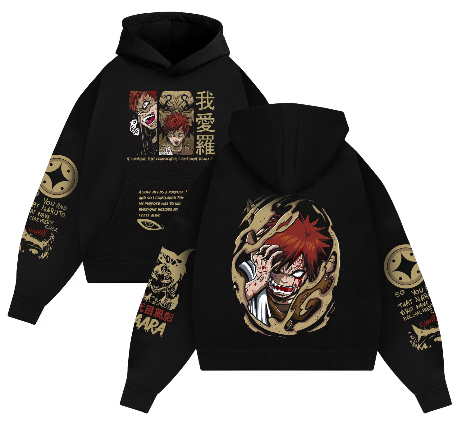 Naruto Shippuden Gaara Anime Cotton Hoodie