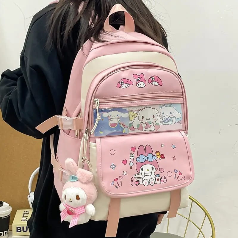 Anime School Backpack Onegai My Melody Kuromi, Cinnamoroll, Pompompurin