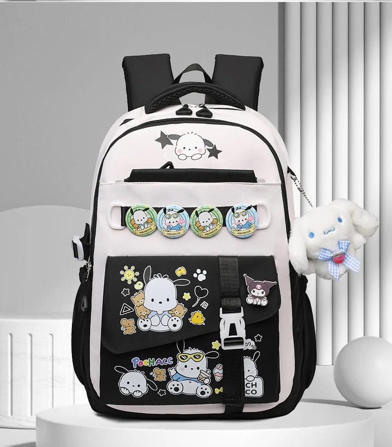 Anime School Backpack Onegai My Melody Kuromi, Cinnamoroll, My Melody, Pochacco