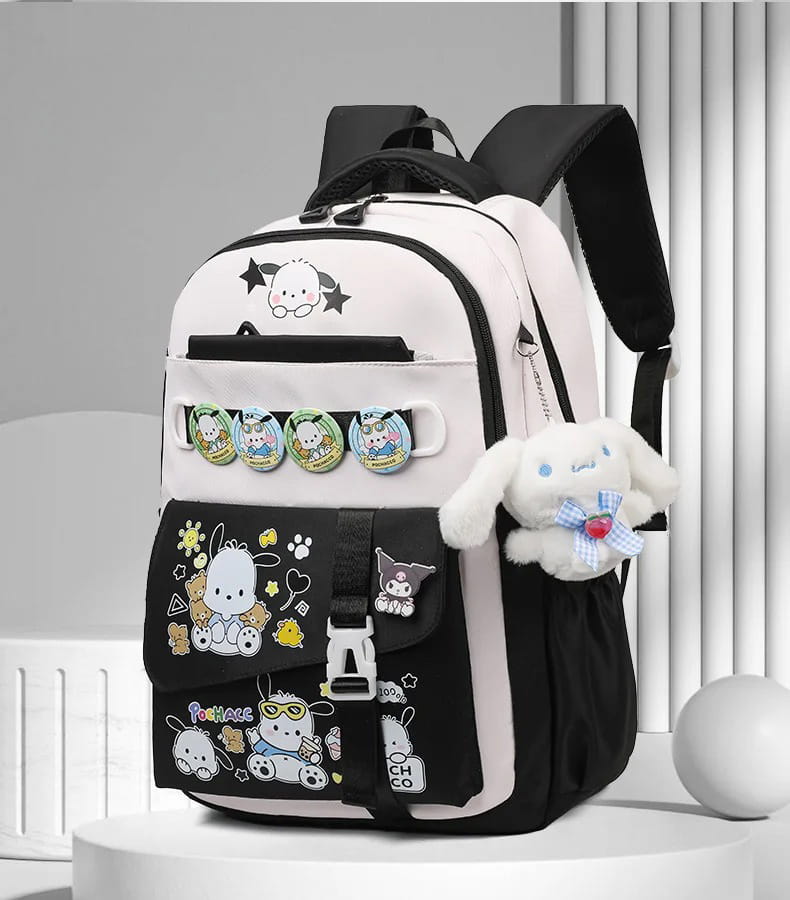 Anime School Backpack Onegai My Melody Kuromi, Cinnamoroll, My Melody, Pochacco