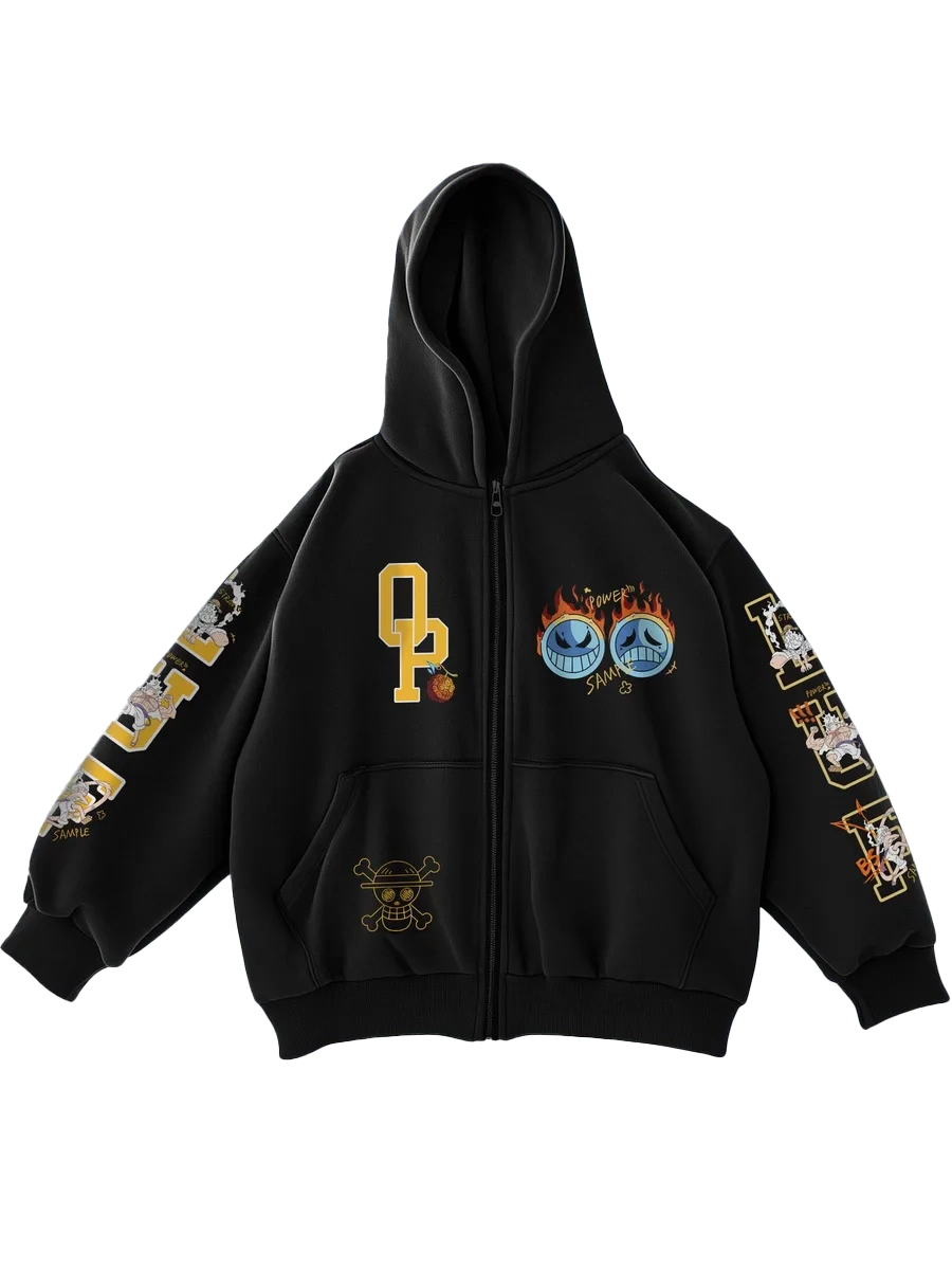 Anime Zip-Up Cotton Hoodie One Piece