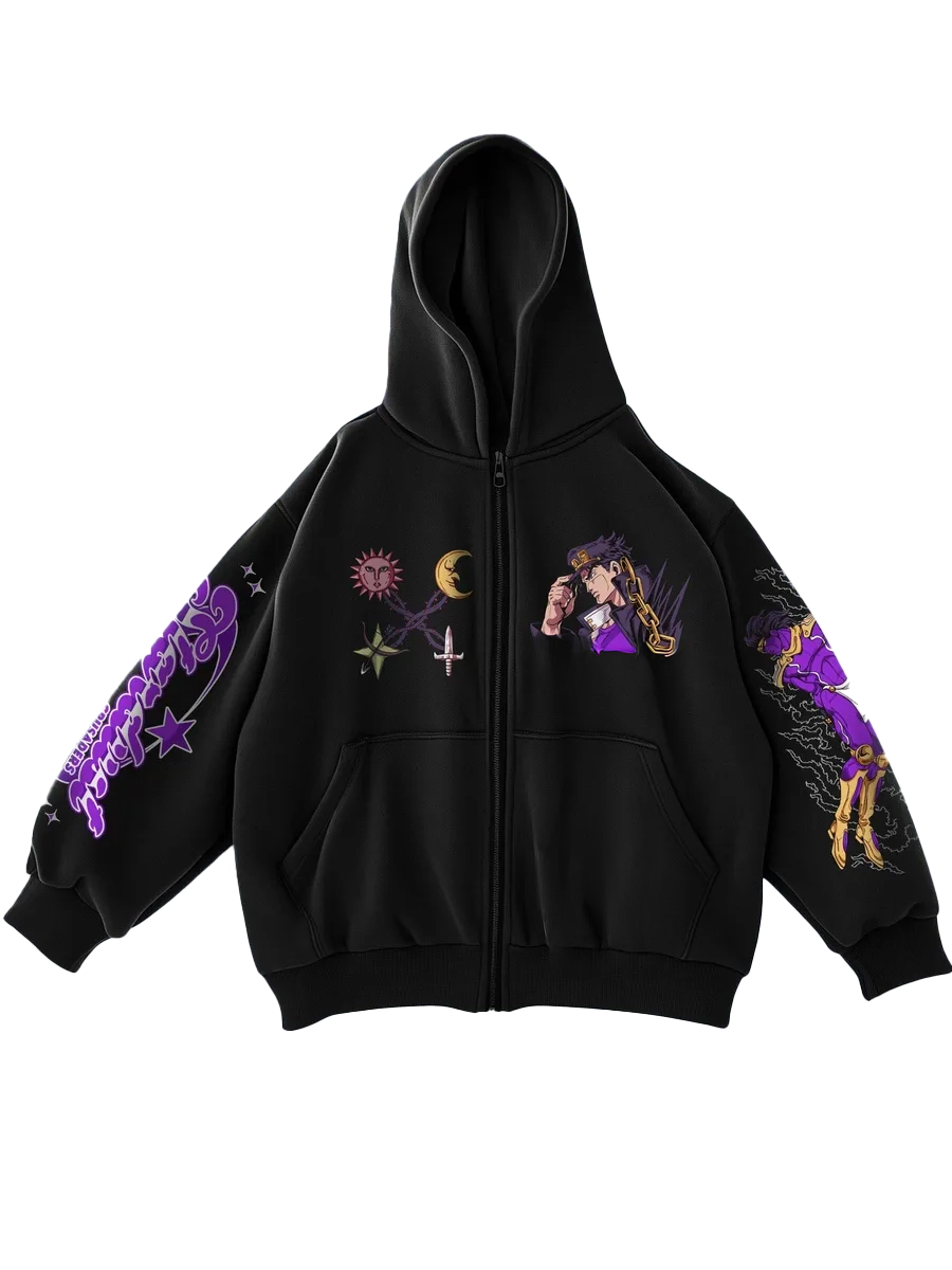 Anime Zip-Up Cotton Hoodie JoJo's Bizarre Adventure