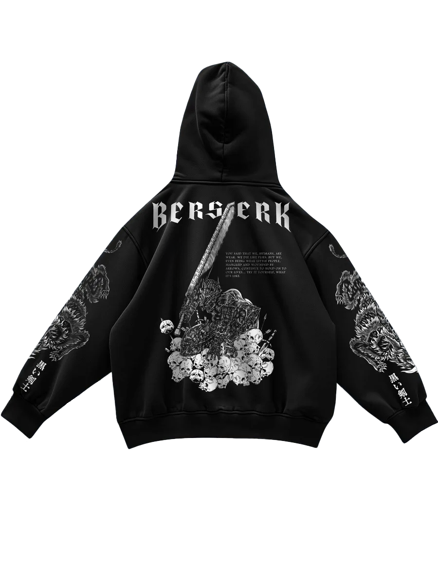 Anime Zip-Up Cotton Hoodie Berserk