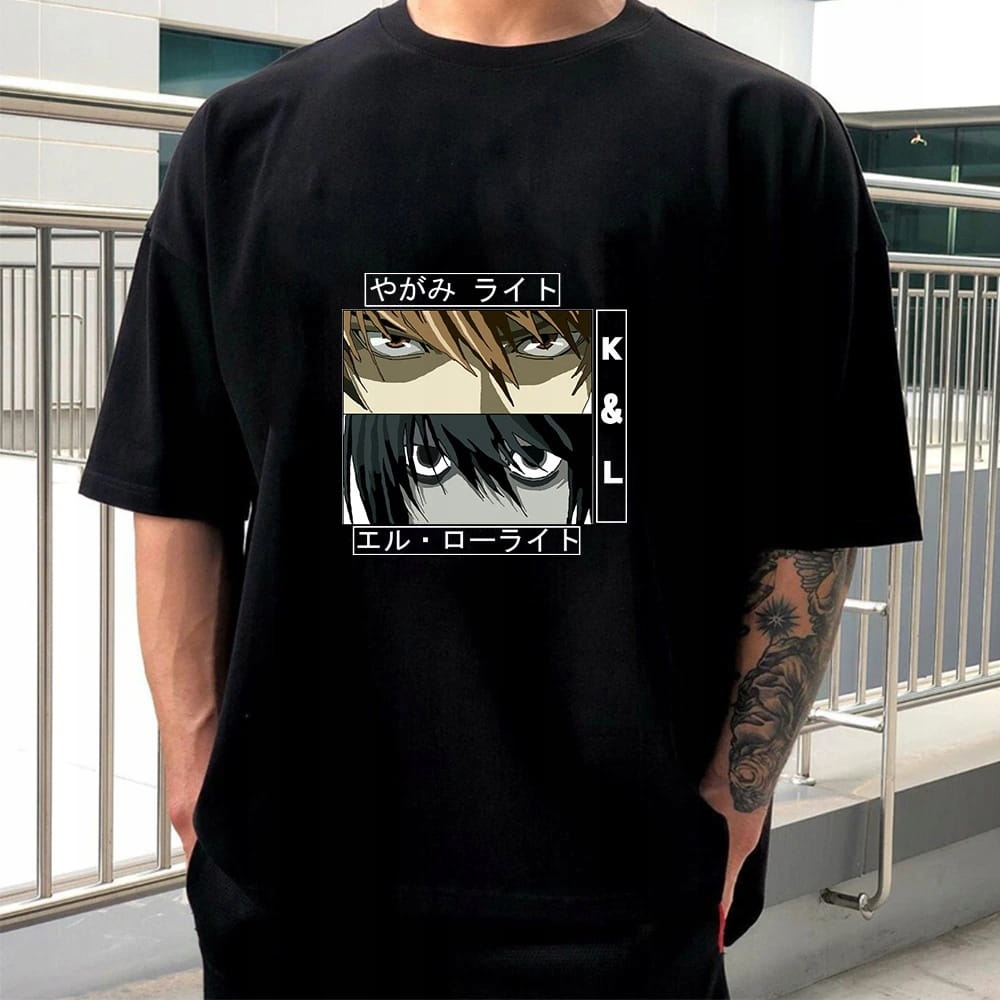Death Note Kira i L 100% Bawełna Anime T-shirt