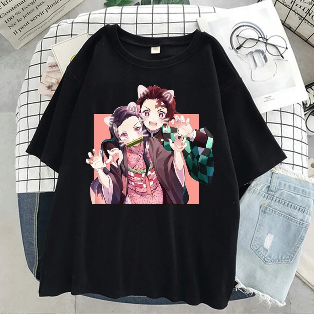 Demon Slayer Tanjirou i Nezuko Kamado 100% Cotton Anime T-Shirt