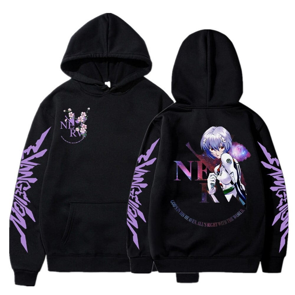 Anime Oversized Cotton Hoodie Evangelion Rei