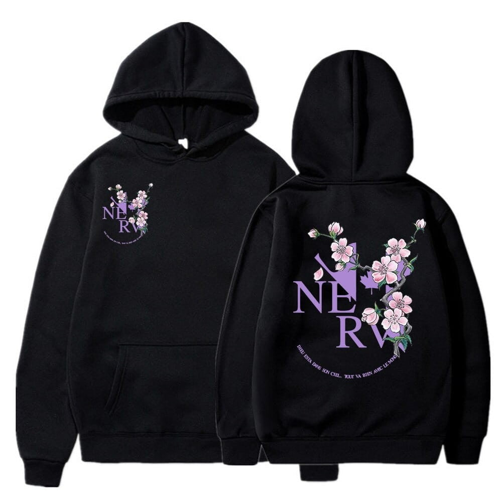 Anime Oversized Cotton Hoodie Evangelion Logo