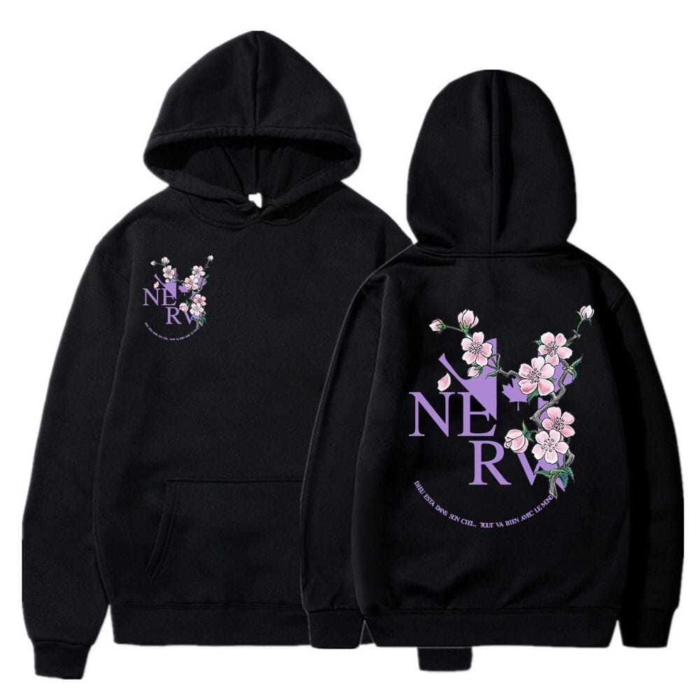 Anime Oversized Cotton Hoodie Evangelion Logo