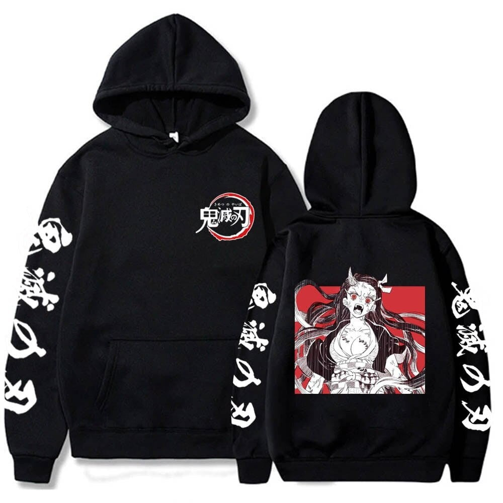 Anime Oversize Bawełniana Bluza z Kapturem Demon Slayer Nezuko