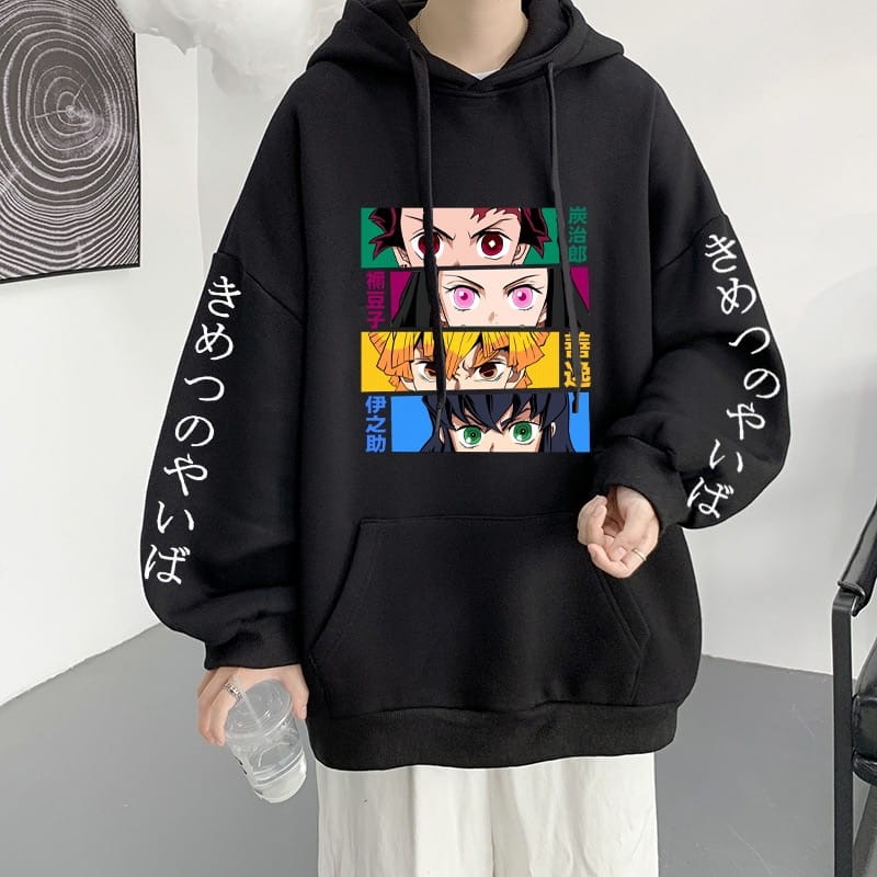 Bluza bawełniana z kapturem Demon Slayer Tanjiro Nezuko Zenitsu Anime
